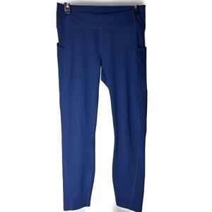 Fabletics Womens Leggings High Waisted Navy Blue Pockets Large Gym Athleisure